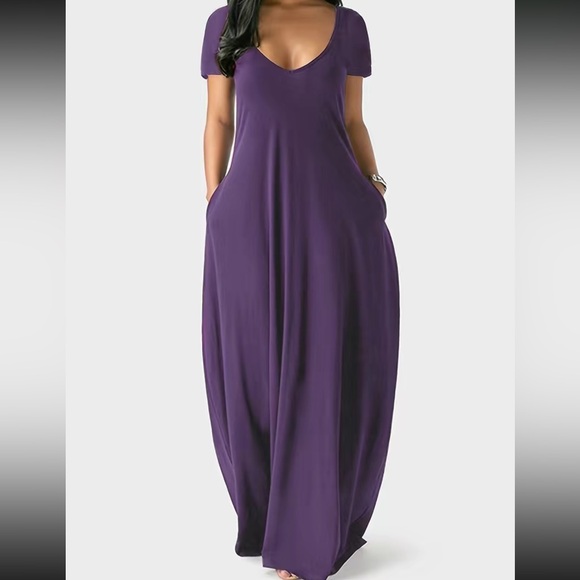 Boho dark green side pockets comfy maxi dress - Picture 14 of 16